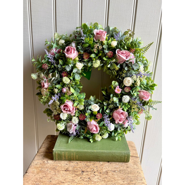Pink Rose and Everyday Flower Wreath
