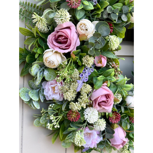 Pink Rose and Everyday Flower Wreath