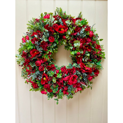  Red Poppy  Faux Wreath