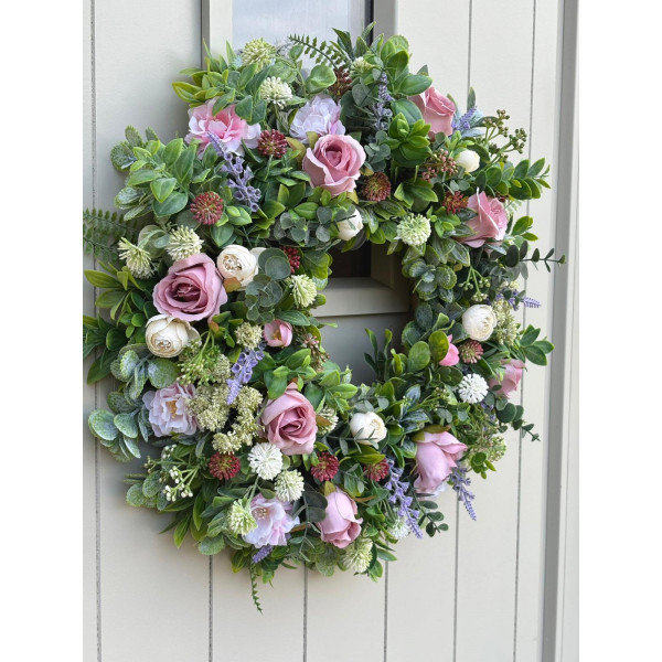 Pink Rose and Everyday Flower Wreath