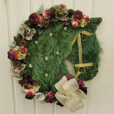 Burgundy Eve Faux Horse Wreath