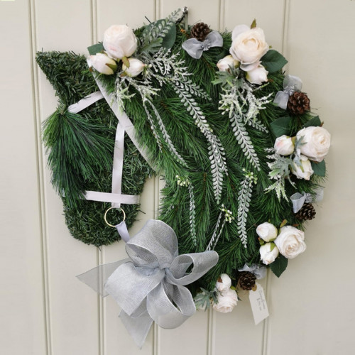 Christmas Snow White horse head wreath
